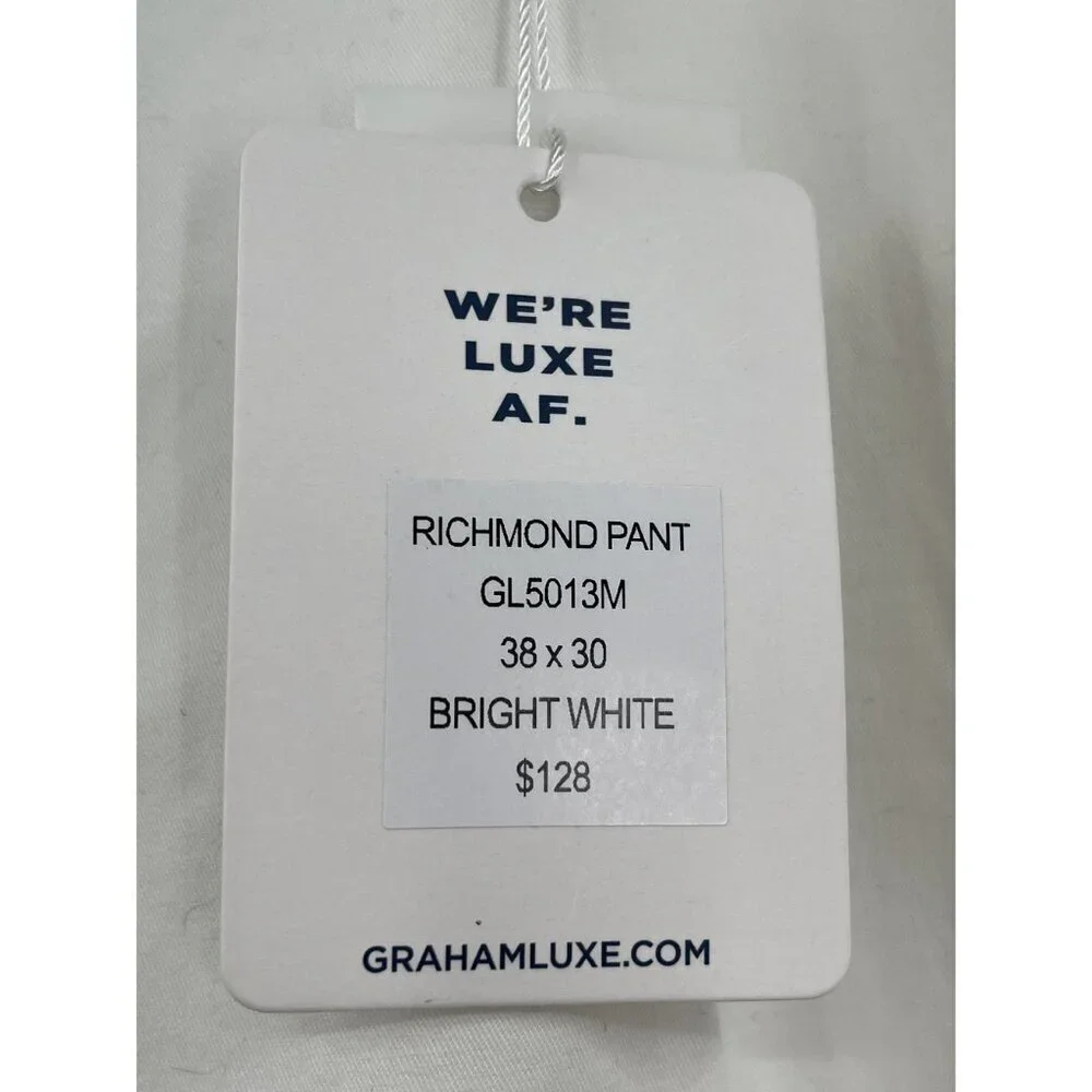 Graham Luxe Mens‎ White Slim Fit Pants 38x30 Golf Pants